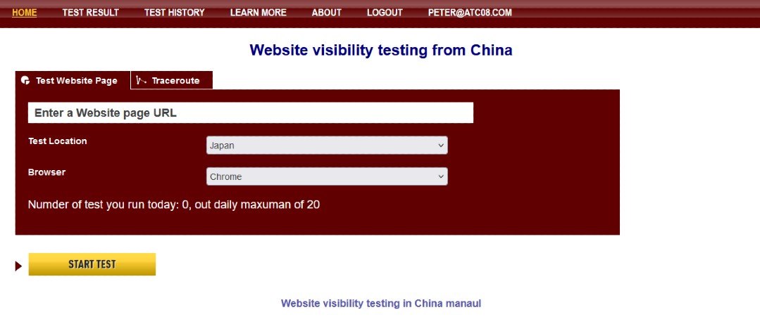 Chinese website testing